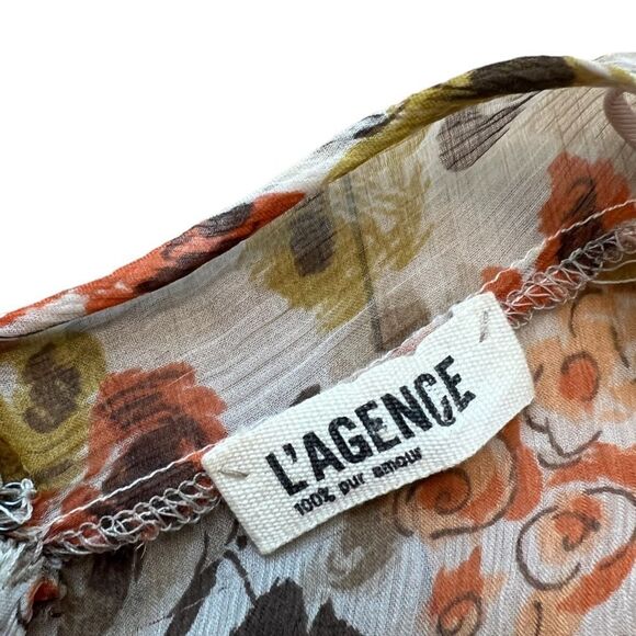 L'AGENCE Orange Fall Floral Print Knee-Length Midi Dress - Picture 16 of 16